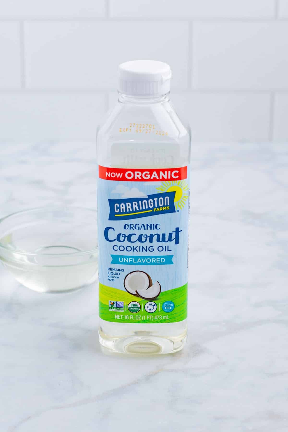 Coconut cooking oil in its original container.
