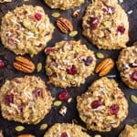 A batch of breakfast cookies are shown on the counter for meal prep.