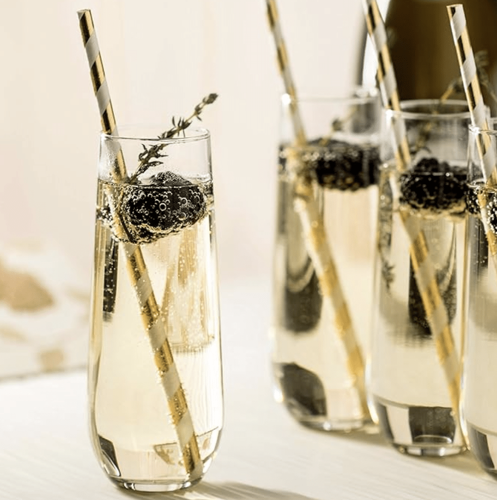 Stemless champagne flutes.