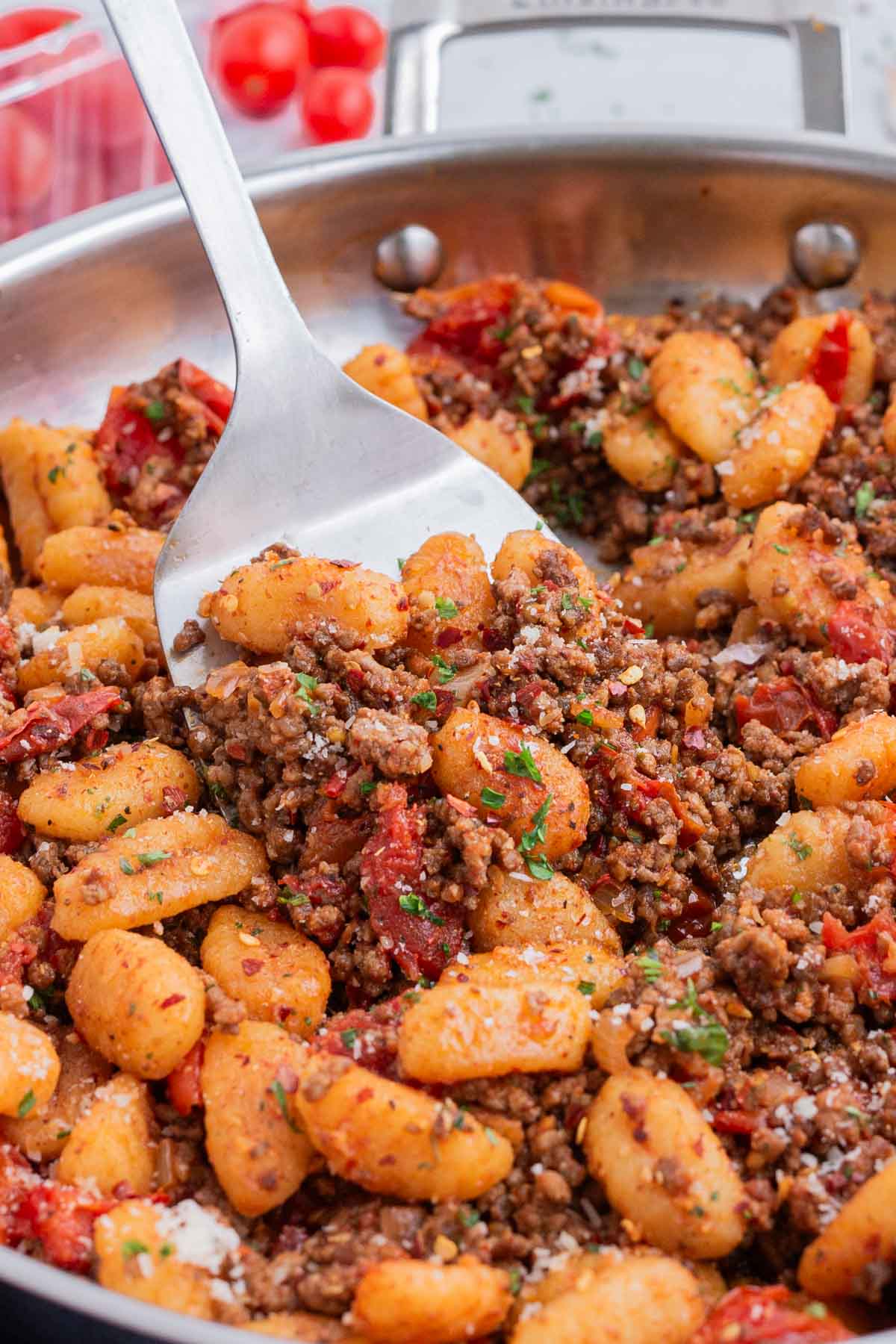 gnocchi bolognese pan-seared store-bought beef tomato sauce Italian-inspired family dinner customizable cozy weeknight