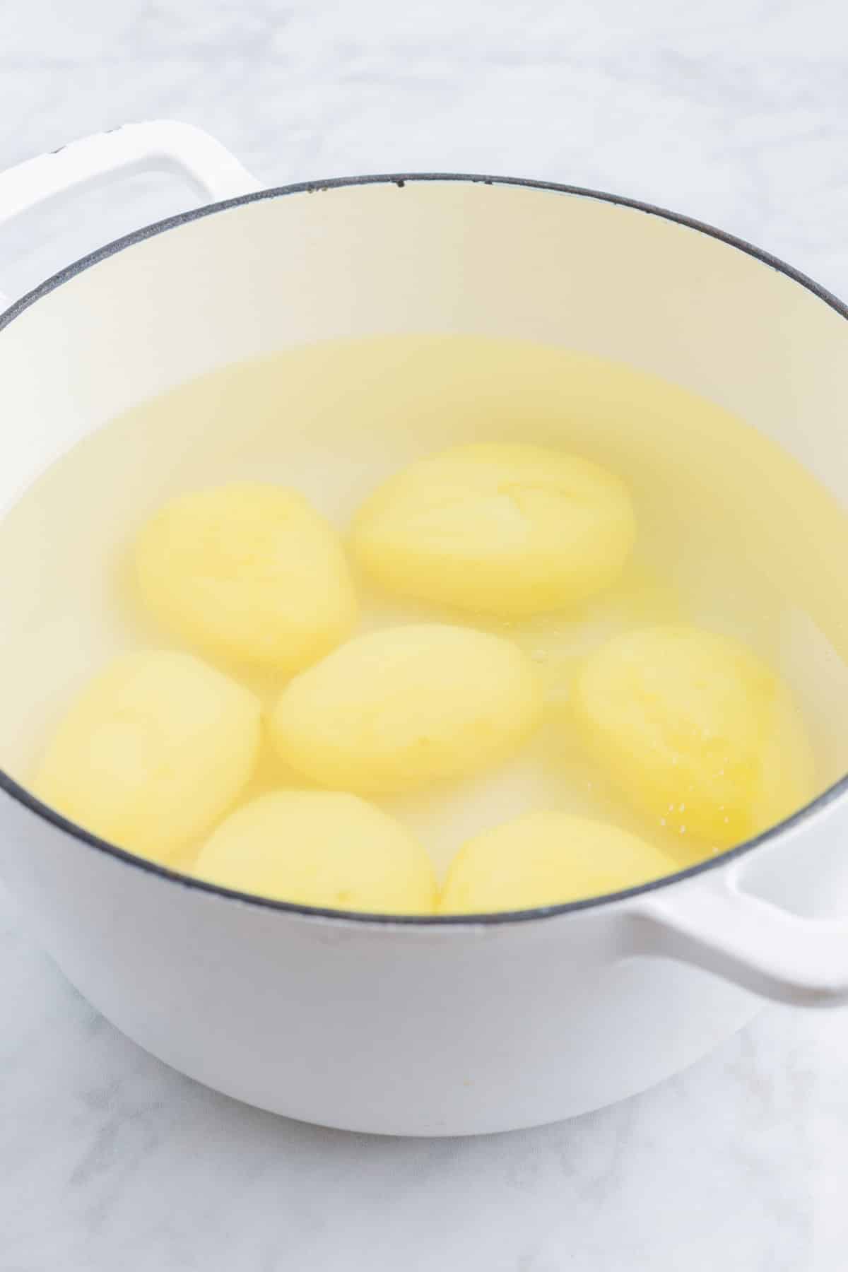 Potatoes are boiled until tender.