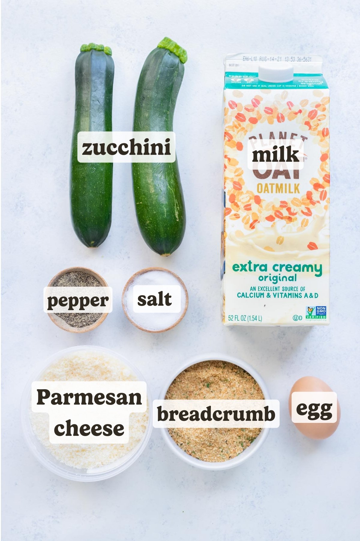 Zucchini, dairy-free milk, salt, pepper, breadcrumbs, an egg, and Parmesan are used to make Air Fryer Zucchini Chips.