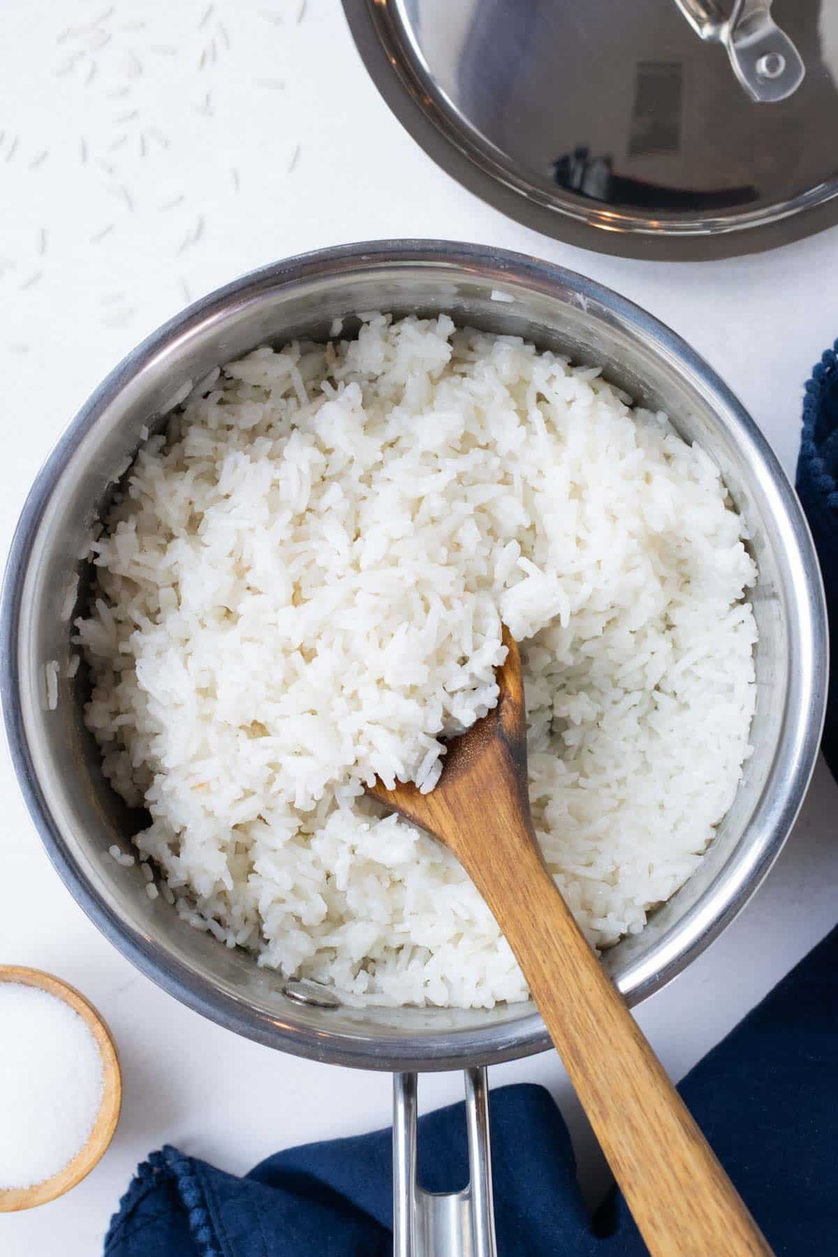 Coconut milk rice is an easy side dish with only two ingredients.