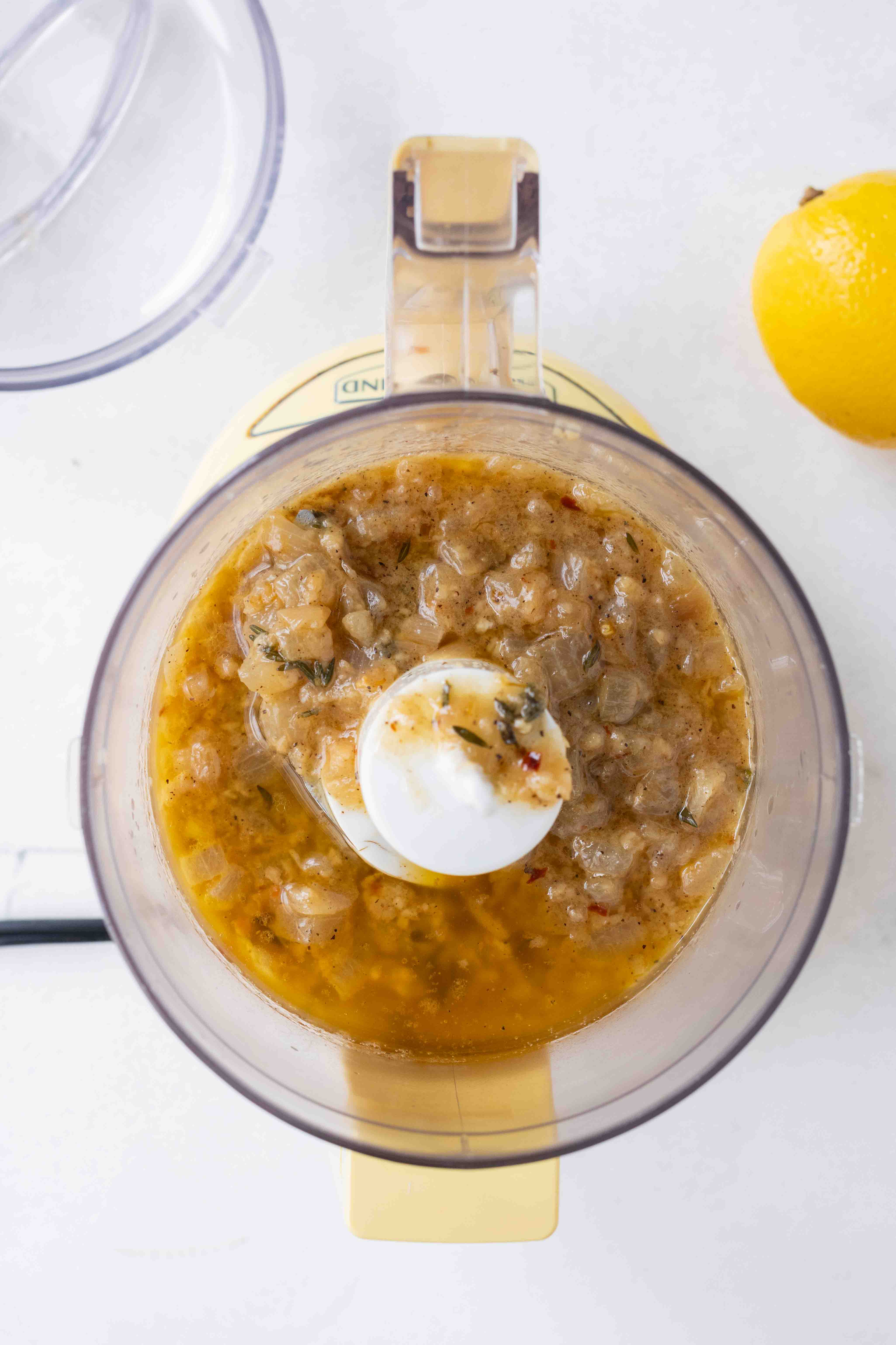 A food processor purées the sauce for creamy mushroom pappardelle.