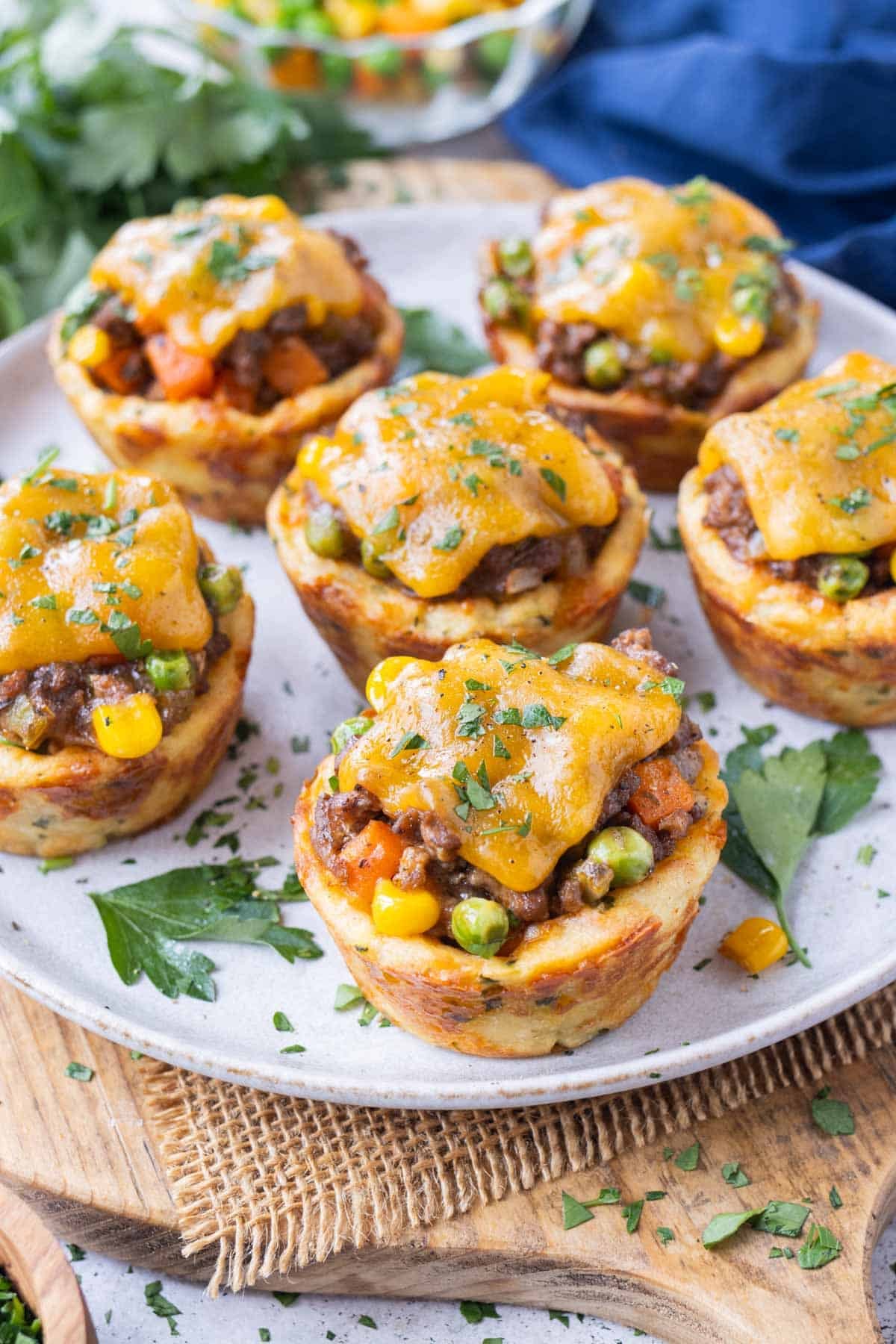 Mini Shepherd's pies are a unique way to serve this classic favorite.