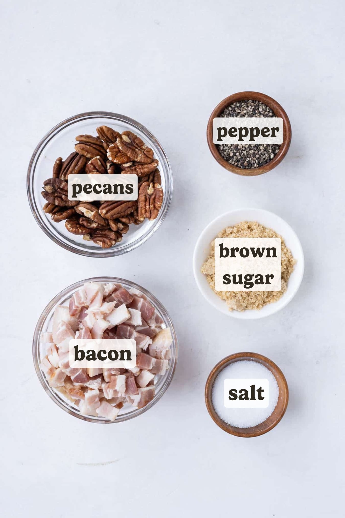 Bacon, pecans, brown sugar, and seasonings are some of the main ingredients for this whipped goat cheese recipe.