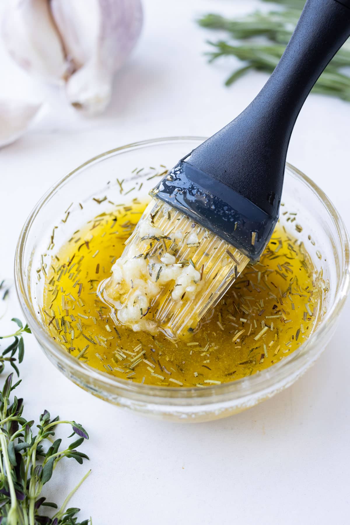 The garlic butter sauce is stirred together.