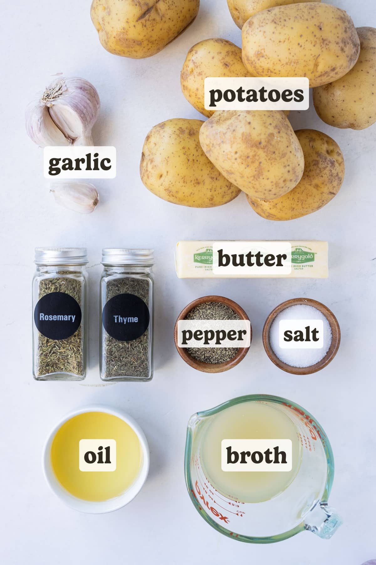 Potatoes, butter, garlic, herbs, and broth are the main ingredients for these Hasselback Yukon gold potatoes.