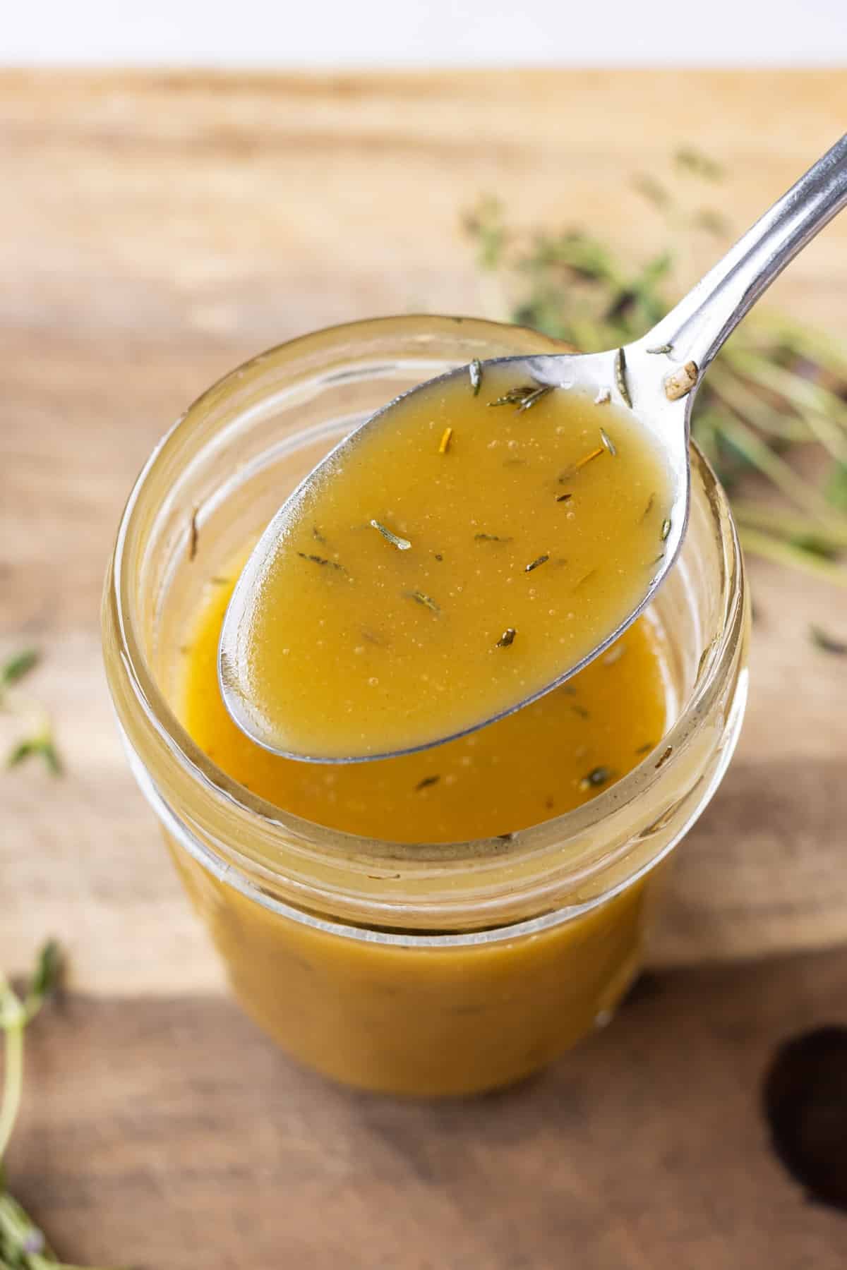 The maple dressing is prepared.