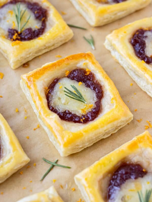 Cranberry brie puff pastry bites are the perfect holiday appetizer.