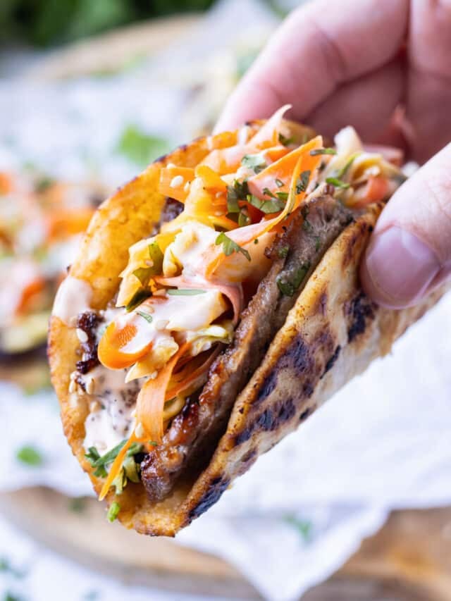 Smashed Dumpling Tacos with Crunchy Cabbage Slaw