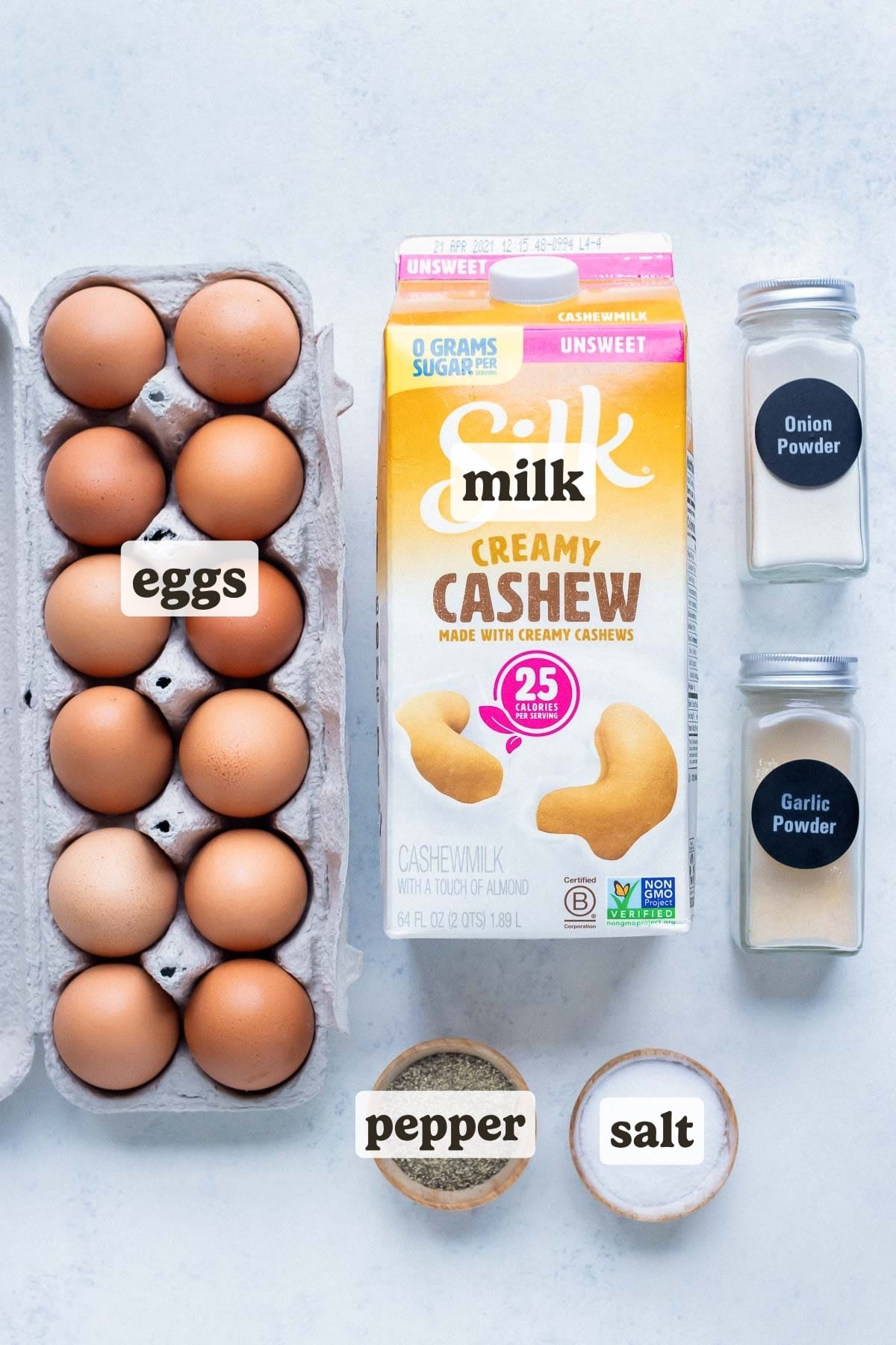 Eggs, milk, and seasonings are the basic ingredients for this egg muffin recipe.