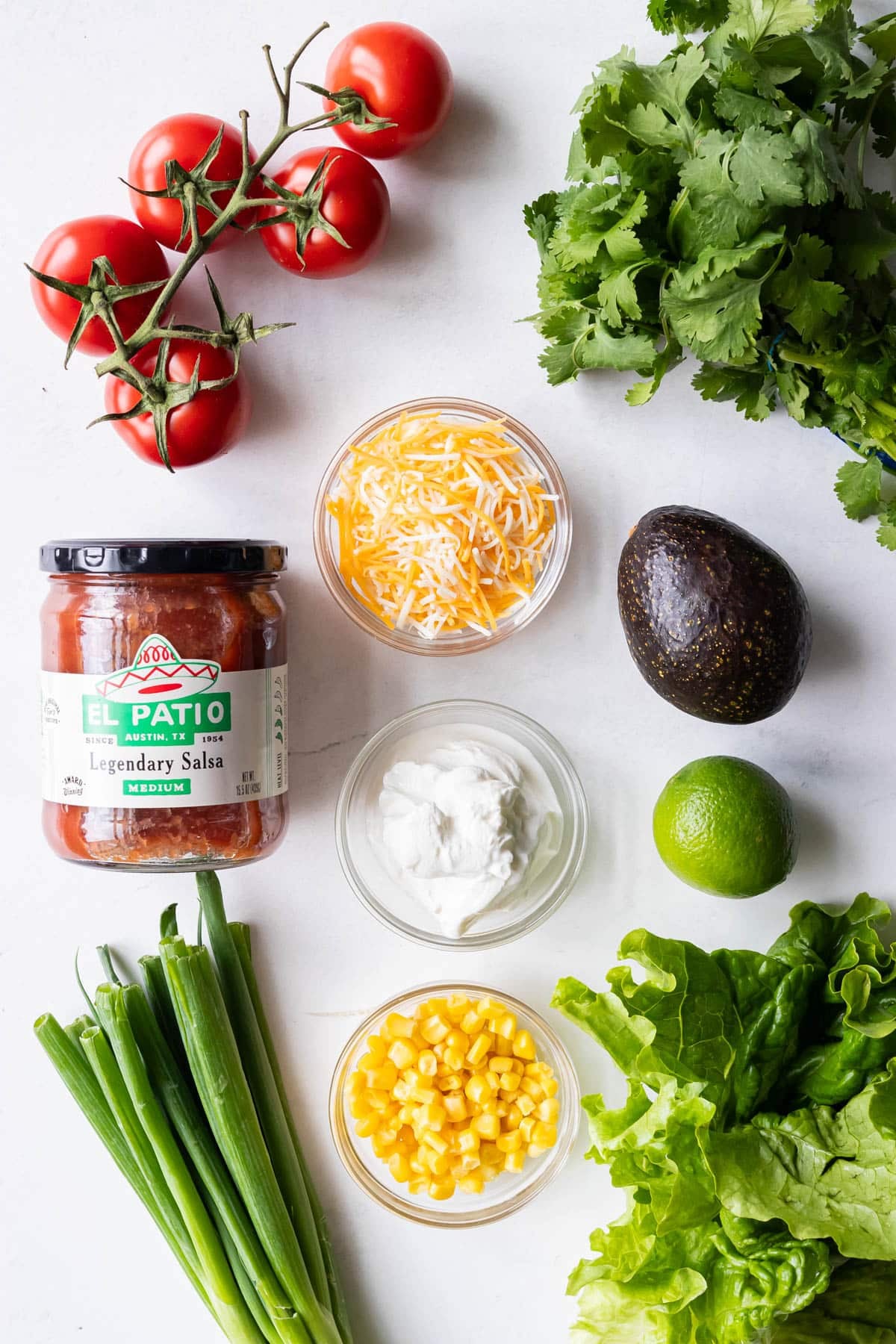 Fresh toppings for the Bubbly Taco Salad Bowls.