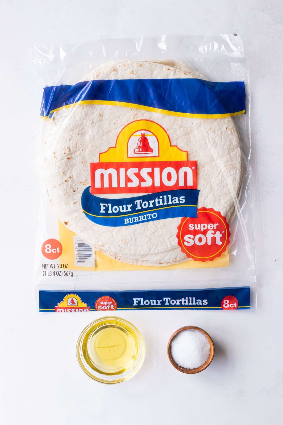 Ingredients for the bubbly tortilla taco salad shells.