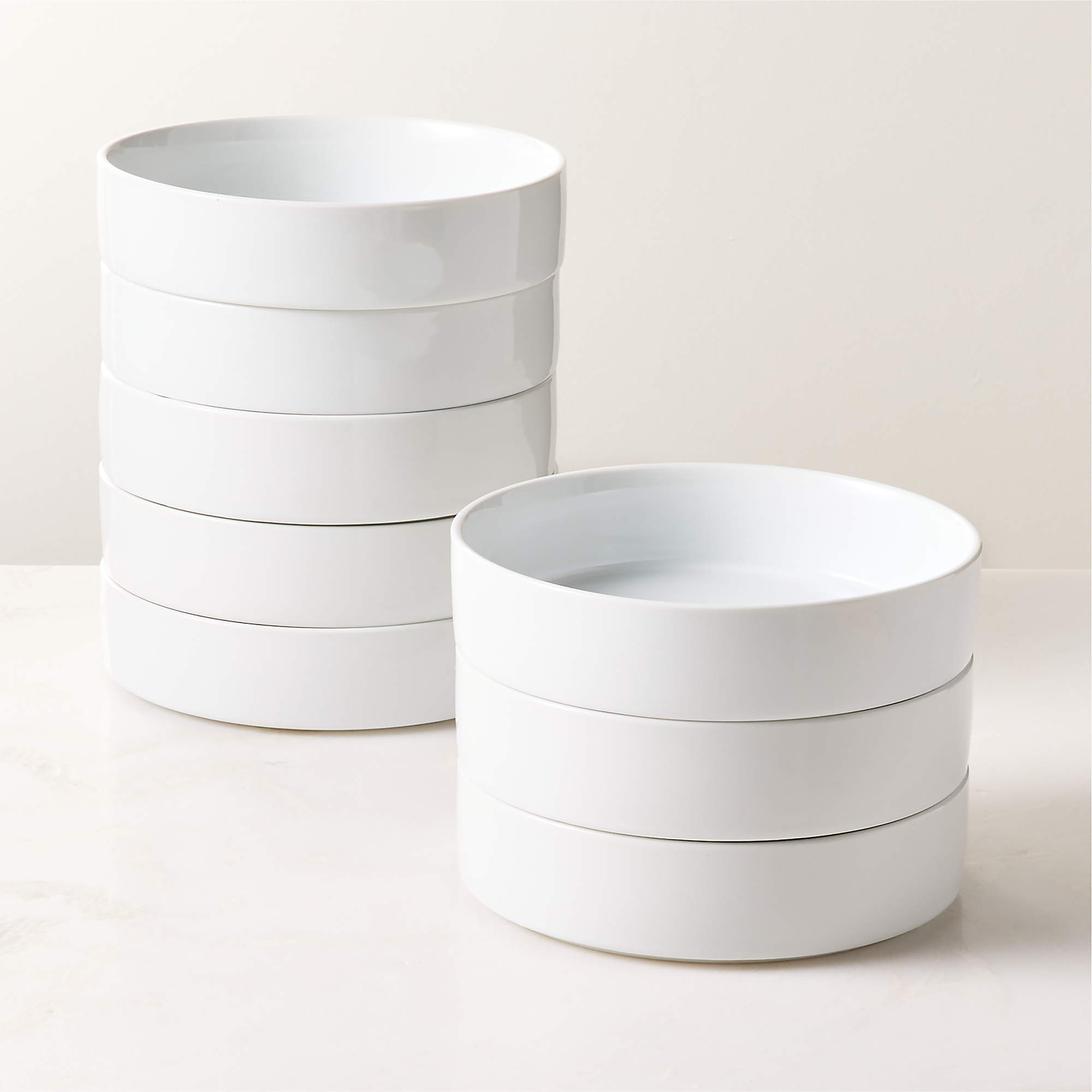 6-inch white pasta bowls from CB2 used to make a puffy taco salad shell for taco salad bowls.