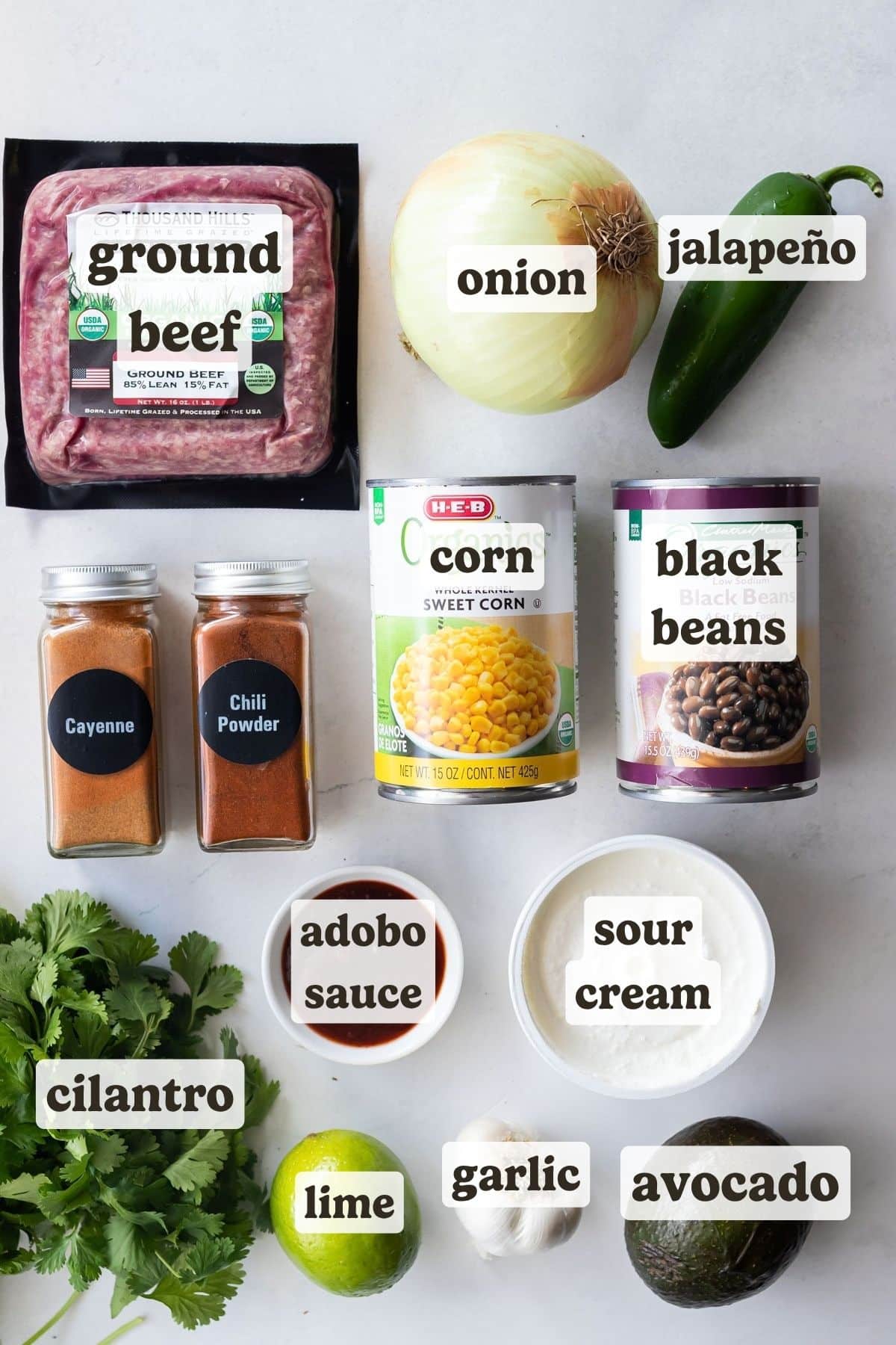 The ingredients for these sweet potato taco bowls.