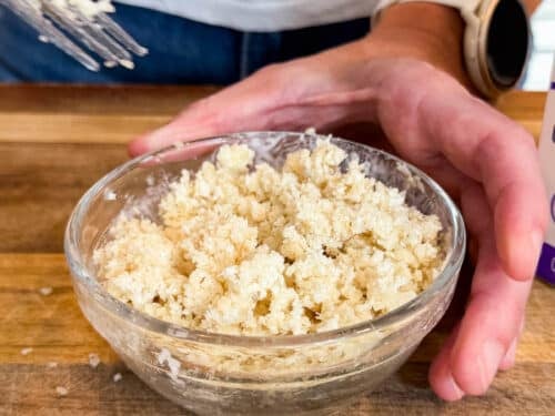 Panko and heavy cream mixed into a panade for tender chicken meatballs